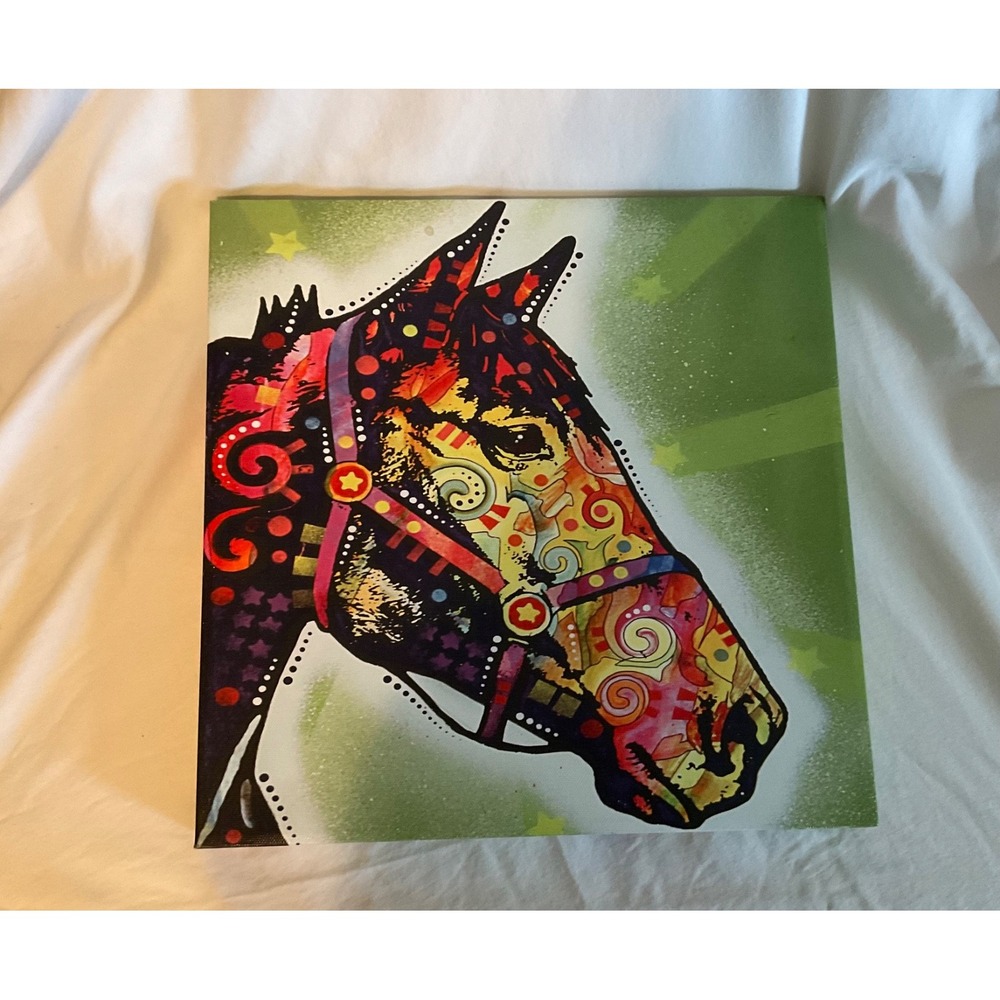 VIBRANTLY COLORED DESIGN of HORSE FACE ART on CANVAS Contemporary ART